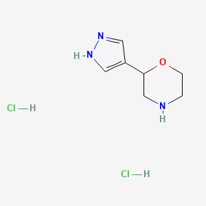 molecular formula C7H13Cl2N3O B2846409 2-(1H-吡唑-4-基)吗啉;二盐酸盐 CAS No. 2287299-71-0