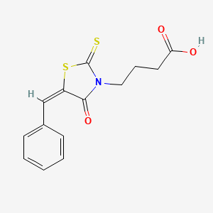 molecular formula C14H13NO3S2 B2846412 (E)-4-(5-benzylidene-4-oxo-2-thioxothiazolidin-3-yl)butanoic acid CAS No. 17385-88-5