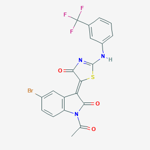 molecular formula C20H11BrF3N3O3S B284642 (5Z)-5-(1-acetyl-5-bromo-2-oxoindol-3-ylidene)-2-[3-(trifluoromethyl)anilino]-1,3-thiazol-4-one 