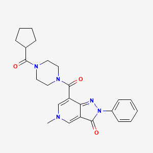 molecular formula C24H27N5O3 B2846425 7-(4-(环戊烷甲酰基)哌嗪-1-甲酰基)-5-甲基-2-苯基-2H-吡唑并[4,3-c]吡啶-3(5H)-酮 CAS No. 1021123-81-8