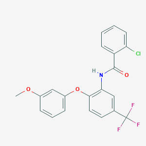 molecular formula C21H15ClF3NO3 B284643 2-chloro-N-[2-(3-methoxyphenoxy)-5-(trifluoromethyl)phenyl]benzamide 