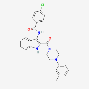 molecular formula C27H25ClN4O2 B2846441 5-[1-环戊基-4-(4-氟苯基)-1H-咪唑-5-基]-N-(3-甲氧基丙基)-2-呋酰胺 CAS No. 1029764-89-3
