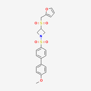 molecular formula C21H21NO6S2 B2846457 3-((呋喃-2-基甲基)磺酰基)-1-((4'-甲氧基-[1,1'-联苯]-4-基)磺酰基)氮杂环丙烷 CAS No. 1796970-66-5