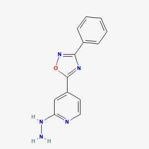molecular formula C13H11N5O B2846461 5-(2-Hydrazino-4-pyridyl)-3-phenyl-1,2,4-oxadiazole CAS No. 1338658-83-5