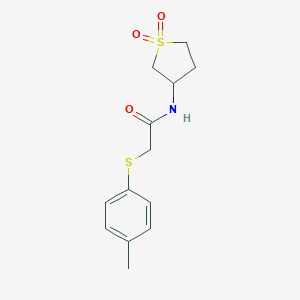 molecular formula C13H17NO3S2 B284647 N-(1,1-dioxidotetrahydro-3-thienyl)-2-[(4-methylphenyl)thio]acetamide 