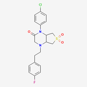 molecular formula C20H20ClFN2O3S B2846473 1-(4-chlorophenyl)-4-(4-fluorophenethyl)hexahydrothieno[3,4-b]pyrazin-2(1H)-one 6,6-dioxide CAS No. 1049511-76-3