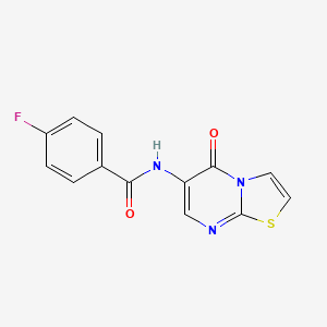 molecular formula C13H8FN3O2S B2846481 4-fluoro-N-(5-oxo-5H-[1,3]thiazolo[3,2-a]pyrimidin-6-yl)benzamide CAS No. 503432-61-9