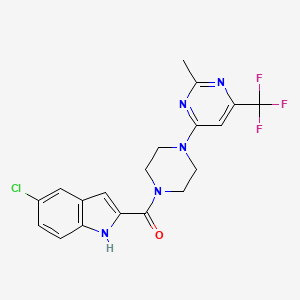 molecular formula C19H17ClF3N5O B2846493 (5-chloro-1H-indol-2-yl)(4-(2-methyl-6-(trifluoromethyl)pyrimidin-4-yl)piperazin-1-yl)methanone CAS No. 2034442-83-4