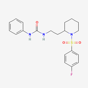molecular formula C20H24FN3O3S B2846497 1-(2-(1-((4-氟苯基)磺酰基哌啶-2-基)乙基)-3-苯基脲 CAS No. 898449-91-7