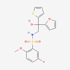 molecular formula C17H16FNO5S2 B2846504 5-fluoro-N-(2-(furan-2-yl)-2-hydroxy-2-(thiophen-2-yl)ethyl)-2-methoxybenzenesulfonamide CAS No. 2034399-72-7