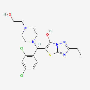 molecular formula C19H23Cl2N5O2S B2846525 5-((2,4-Dichlorophenyl)(4-(2-hydroxyethyl)piperazin-1-yl)methyl)-2-ethylthiazolo[3,2-b][1,2,4]triazol-6-ol CAS No. 898366-91-1