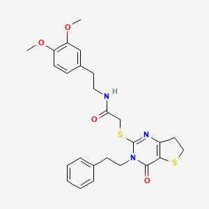 B2846535 N-(3,4-dimethoxyphenethyl)-2-((4-oxo-3-phenethyl-3,4,6,7-tetrahydrothieno[3,2-d]pyrimidin-2-yl)thio)acetamide CAS No. 877652-61-4