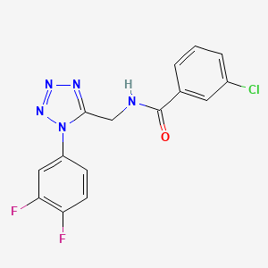 B2846536 3-chloro-N-((1-(3,4-difluorophenyl)-1H-tetrazol-5-yl)methyl)benzamide CAS No. 1005292-79-4