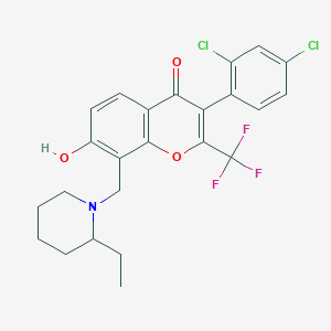 3-(2,4-dichlorophenyl)-8-[(2-ethyl-1-piperidinyl)methyl]-7-hydroxy-2-(trifluoromethyl)-4H-chromen-4-one