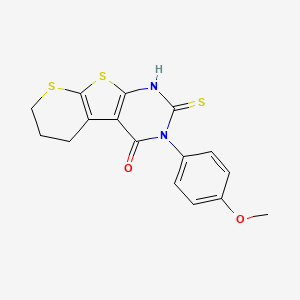 B2846552 4-(4-Methoxyphenyl)-5-sulfanyl-8,10-dithia-4,6-diazatricyclo[7.4.0.0^{2,7}]trideca-1(9),2(7),5-trien-3-one CAS No. 793716-05-9