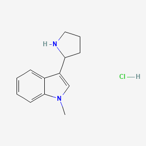 molecular formula C13H17ClN2 B2846559 1-甲基-3-吡咯啉-2-基吲哚；盐酸 CAS No. 63938-59-0