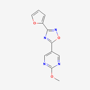 molecular formula C11H8N4O3 B2846561 3-(呋喃-2-基)-5-(2-甲氧吡嘧啶-5-基)-1,2,4-噁二唑 CAS No. 2034607-86-6