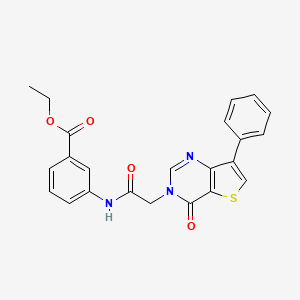 molecular formula C23H19N3O4S B2846565 ethyl 3-{[(4-oxo-7-phenylthieno[3,2-d]pyrimidin-3(4H)-yl)acetyl]amino}benzoate CAS No. 1105236-00-7