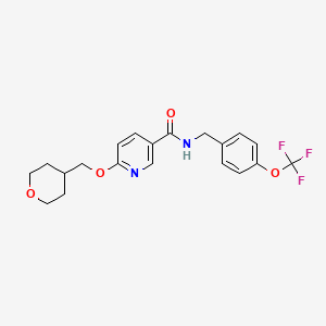 molecular formula C20H21F3N2O4 B2846577 6-((tetrahydro-2H-pyran-4-yl)methoxy)-N-(4-(trifluoromethoxy)benzyl)nicotinamide CAS No. 2034278-93-6