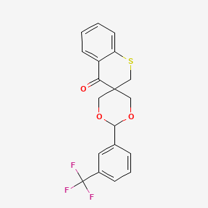 molecular formula C19H15F3O3S B2846584 3,3-bis(Hydroxymethyl)-2,3-dihydro-4H-thiochromen-4-one 3-(trifluoromethyl)benzaldehyde acetal CAS No. 339028-94-3
