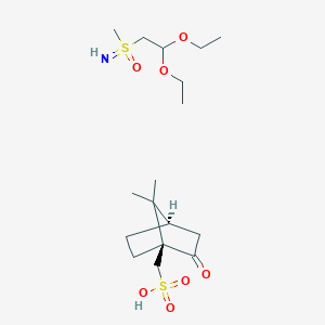 molecular formula C17H33NO7S2 B2846588 2,2-二乙氧基乙基-亚胺基-甲基-氧-λ6-硫杂环己烷；[(1S,4R)-7,7-二甲基-2-氧代-1-双环[2.2.1]庚烷基]甲磺酸 CAS No. 2241117-64-4