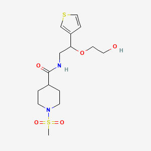 molecular formula C15H24N2O5S2 B2846602 N-(2-(2-羟乙氧基)-2-(噻吩-3-基)乙基)-1-(甲磺酰基)哌啶-4-甲酰胺 CAS No. 2034366-01-1
