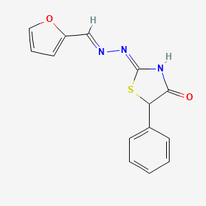 molecular formula C14H11N3O2S B2846604 (Z)-2-((E)-(呋喃-2-基甲亚)肼基)-5-苯基噻唑啉-4-酮 CAS No. 306280-35-3