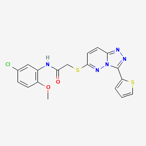 molecular formula C18H14ClN5O2S2 B2846626 N-(5-氯-2-甲氧基苯基)-2-((3-(噻吩-2-基)-[1,2,4]三唑并[4,3-b]嘧啶-6-基)硫)乙酰胺 CAS No. 868966-57-8