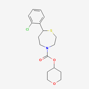 molecular formula C17H22ClNO3S B2846630 tetrahydro-2H-pyran-4-yl 7-(2-chlorophenyl)-1,4-thiazepane-4-carboxylate CAS No. 1797093-41-4