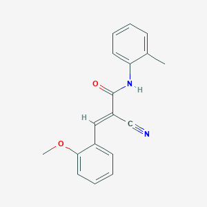 molecular formula C18H16N2O2 B2846635 (E)-2-cyano-3-(2-methoxyphenyl)-N-(o-tolyl)acrylamide CAS No. 313233-91-9