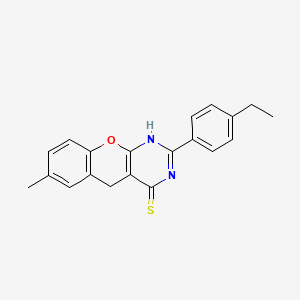 molecular formula C20H18N2OS B2846637 2-(4-ethylphenyl)-7-methyl-3H-chromeno[2,3-d]pyrimidine-4(5H)-thione CAS No. 872209-36-4