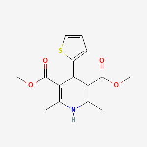 molecular formula C15H17NO4S B2846646 3,5-Dimethyl 2,6-dimethyl-4-(thiophen-2-yl)-1,4-dihydropyridine-3,5-dicarboxylate CAS No. 162229-14-3