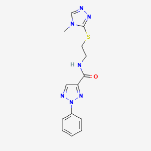 molecular formula C14H15N7OS B2846649 N-(2-((4-甲基-4H-1,2,4-三唑-3-基)硫)乙基)-2-苯基-2H-1,2,3-三唑-4-甲酰胺 CAS No. 1206992-38-2