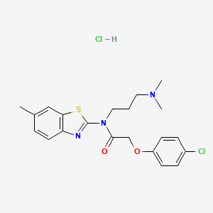 molecular formula C21H25Cl2N3O2S B2846650 2-(4-chlorophenoxy)-N-(3-(dimethylamino)propyl)-N-(6-methylbenzo[d]thiazol-2-yl)acetamide hydrochloride CAS No. 1052536-75-0