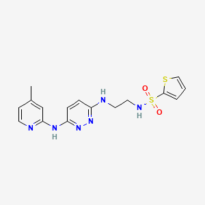 molecular formula C16H18N6O2S2 B2846656 N-(2-((6-((4-methylpyridin-2-yl)amino)pyridazin-3-yl)amino)ethyl)thiophene-2-sulfonamide CAS No. 1021259-26-6