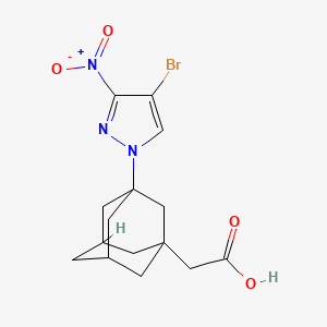 molecular formula C15H18BrN3O4 B2846657 2-[3-(4-溴-3-硝基吡唑基)孔雀石绿基]乙酸 CAS No. 1004944-59-5