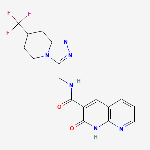 2-oxo-N-((7-(trifluoromethyl)-5,6,7,8-tetrahydro-[1,2,4]triazolo[4,3-a]pyridin-3-yl)methyl)-1,2-dihydro-1,8-naphthyridine-3-carboxamide