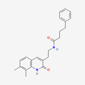molecular formula C23H26N2O2 B2846667 N-(2-(7,8-dimethyl-2-oxo-1,2-dihydroquinolin-3-yl)ethyl)-4-phenylbutanamide CAS No. 851408-35-0