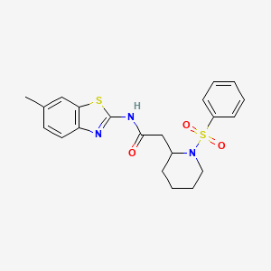 molecular formula C21H23N3O3S2 B2846679 N-(6-methylbenzo[d]thiazol-2-yl)-2-(1-(phenylsulfonyl)piperidin-2-yl)acetamide CAS No. 1021073-93-7