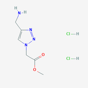 molecular formula C6H12Cl2N4O2 B2846685 Methyl 2-[4-(aminomethyl)triazol-1-yl]acetate;dihydrochloride CAS No. 2309474-43-7