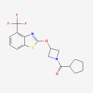 molecular formula C17H17F3N2O2S B2846687 环戊基(3-((4-(三氟甲基)苯并[d]噻唑-2-基)氧基)氮杂环丙酮) CAS No. 1421490-80-3
