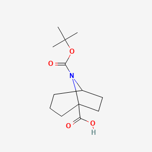 molecular formula C13H21NO4 B2846688 8-[(2-Methylpropan-2-yl)oxycarbonyl]-8-azabicyclo[3.2.1]octane-1-carboxylic acid CAS No. 1936653-19-8