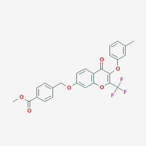 methyl 4-({[3-(3-methylphenoxy)-4-oxo-2-(trifluoromethyl)-4H-chromen-7-yl]oxy}methyl)benzoate