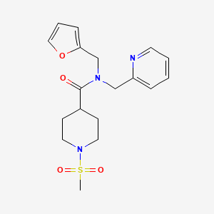 molecular formula C18H23N3O4S B2846693 N-(furan-2-ylmethyl)-1-(methylsulfonyl)-N-(pyridin-2-ylmethyl)piperidine-4-carboxamide CAS No. 1286727-77-2
