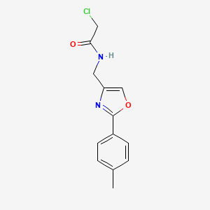 molecular formula C13H13ClN2O2 B2846697 2-Chloro-N-[[2-(4-methylphenyl)-1,3-oxazol-4-yl]methyl]acetamide CAS No. 2411292-14-1