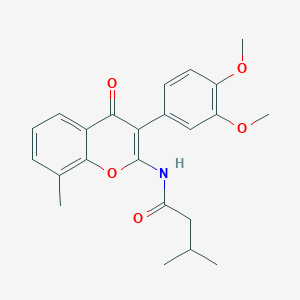 molecular formula C23H25NO5 B2846702 N-[3-(3,4-dimethoxyphenyl)-8-methyl-4-oxo-4H-chromen-2-yl]-3-methylbutanamide CAS No. 883962-18-3