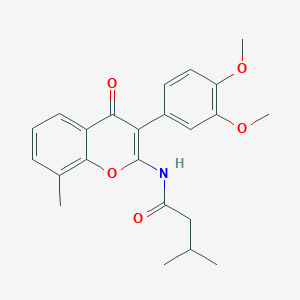 molecular formula C23H25NO5 B2846702 N-[3-(3,4-二甲氧基苯基)-8-甲基-4-氧代-4H-香豆素-2-基]-3-甲基丁酰胺 CAS No. 883962-18-3