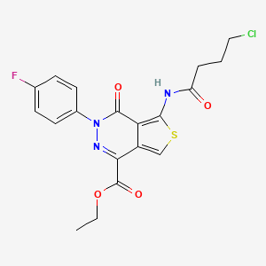 molecular formula C19H17ClFN3O4S B2846705 Ethyl 5-(4-chlorobutanoylamino)-3-(4-fluorophenyl)-4-oxothieno[3,4-d]pyridazine-1-carboxylate CAS No. 851949-04-7