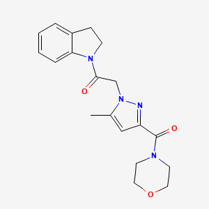 1-(indolin-1-yl)-2-(5-methyl-3-(morpholine-4-carbonyl)-1H-pyrazol-1-yl)ethanone