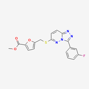 molecular formula C18H13FN4O3S B2846715 Methyl 5-(((3-(3-fluorophenyl)-[1,2,4]triazolo[4,3-b]pyridazin-6-yl)thio)methyl)furan-2-carboxylate CAS No. 852375-10-1